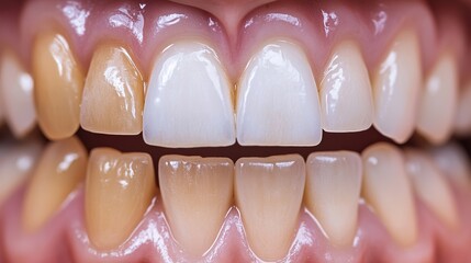 Comparison of teeth before and after whitening, symbolizing professional oral care and dental services