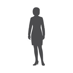 Silhouette of a woman in a dress and heels, representing a professional office staff member. Elegant vector design for corporate, business, or workplace themes in presentations or websites