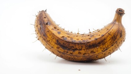 Ripe Banana with Brown Spots on White Background Symbolizing Overripe Fruit for Healthy Eating
