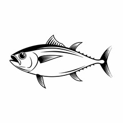 Black and White Tuna Fish Illustration – Stylized Side Profile Drawing for Logos, Science, or Symbolism SVG