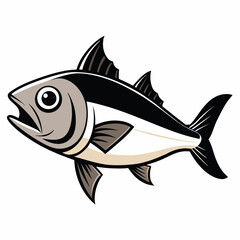 Black and White Tuna Fish Illustration &ndash; Stylized Side Profile Drawing for Logos, Science, or Symbolism SVG