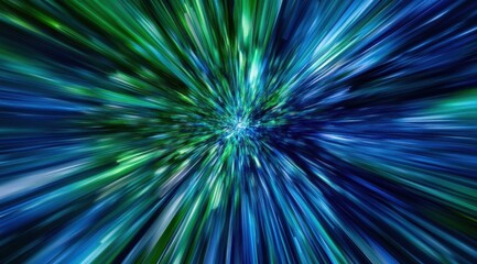 Abstract vibrant radial burst of blues and greens