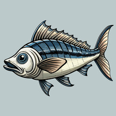 Black and White Tuna Fish Illustration – Stylized Side Profile Drawing for Logos, Science, or Symbolism SVG