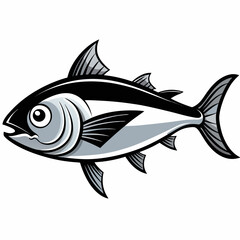 Black and White Tuna Fish Illustration – Stylized Side Profile Drawing for Logos, Science, or Symbolism SVG