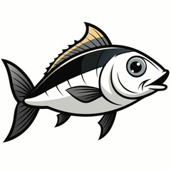 Black and White Tuna Fish Illustration – Stylized Side Profile Drawing for Logos, Science, or Symbolism SVG