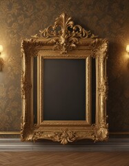 Ornate gold frames on rich damask, vintage style ,  scrollwork,  relief