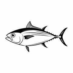 Black and White Tuna Fish Illustration – Stylized Side Profile Drawing for Logos, Science, or Symbolism SVG