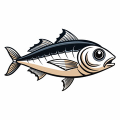 Black and White Tuna Fish Illustration – Stylized Side Profile Drawing for Logos, Science, or Symbolism SVG