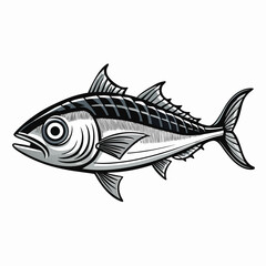 Black and White Tuna Fish Illustration – Stylized Side Profile Drawing for Logos, Science, or Symbolism SVG