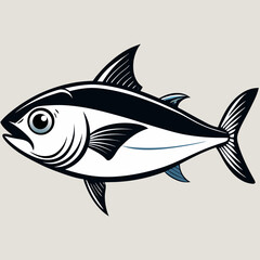 Black and White Tuna Fish Illustration – Stylized Side Profile Drawing for Logos, Science, or Symbolism SVG