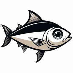 Black and White Tuna Fish Illustration – Stylized Side Profile Drawing for Logos, Science, or Symbolism SVG