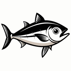 Black and White Tuna Fish Illustration – Stylized Side Profile Drawing for Logos, Science, or Symbolism SVG
