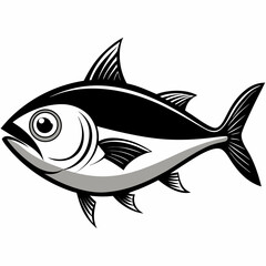 Black and White Tuna Fish Illustration – Stylized Side Profile Drawing for Logos, Science, or Symbolism SVG