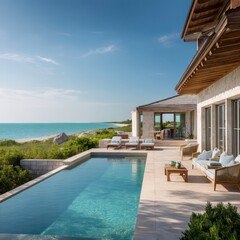 Fototapeta premium Villa by the ocean, offering spectacular views of the Atlantic Ocean from every angle.