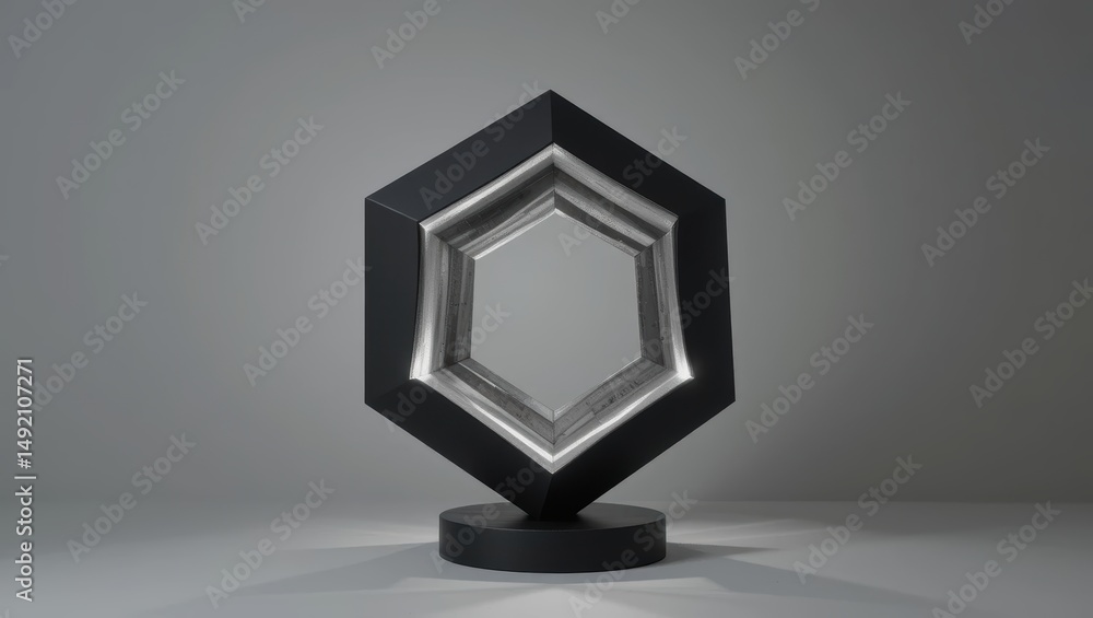 Poster stylish modern geometric sculpture with intricate design and unique hexagonal shape