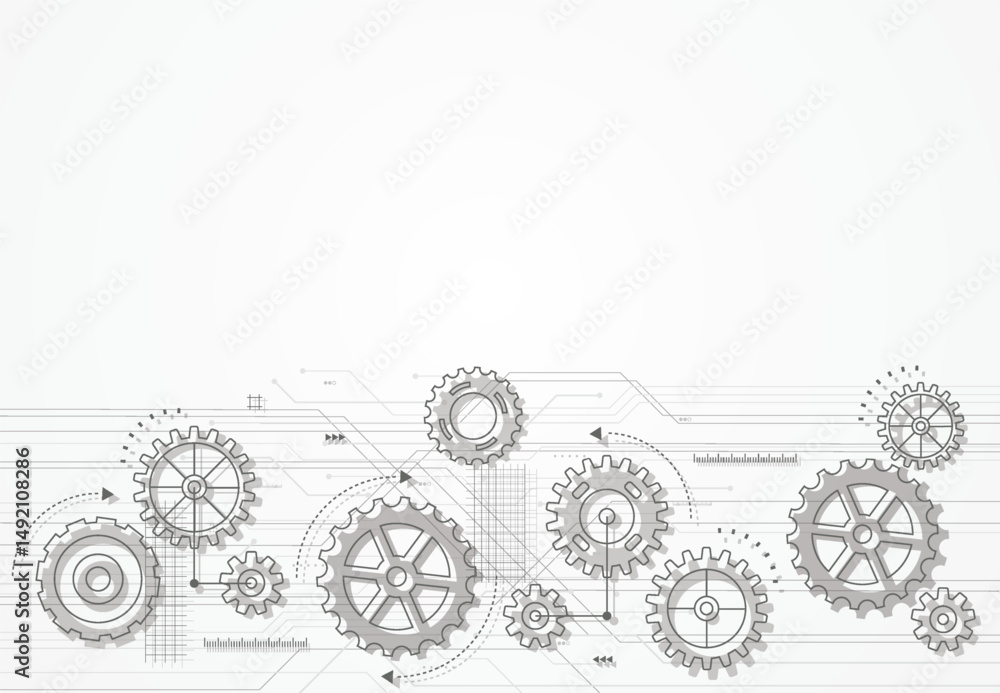 Poster abstract cogs and gear wheel mechanism technology background. machine engineering design. vector ill
