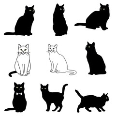 Silhouette Serenade: Feline Forms AI Generated