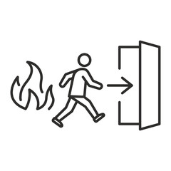 Fire exit. Evacuation in case of fire. Emergency exit. Icon vector illustration.