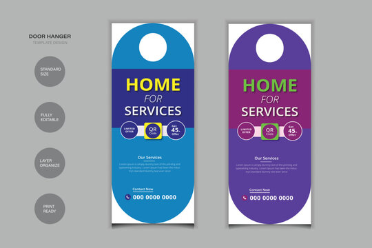 Roll up banner template design with editable door hanger, rack card, and DL flyer