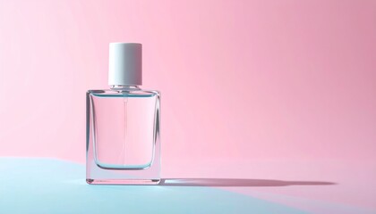 A pink nail polish bottle, a beauty cosmetic for manicure, sits isolated on a white background, showcasing its enamel color