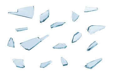 Fototapeta na wymiar broken glass with sharp pieces isolated on white