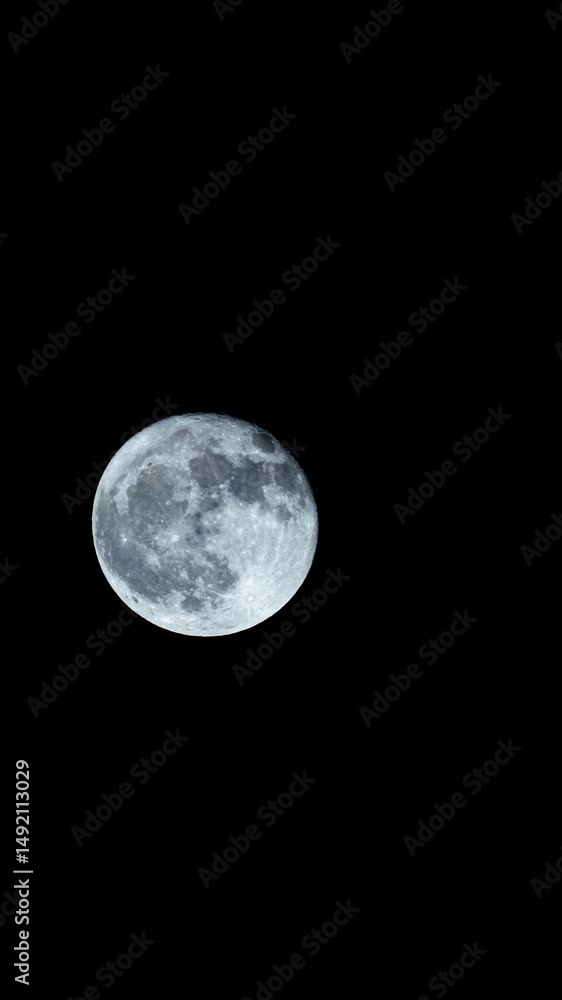 Canvas Prints full moon rising on a night with no clouds zoomed in to show detail - vertical timelapse