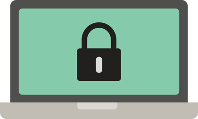 Locked  Portable Computer Icon, Security System Computer Symbol
