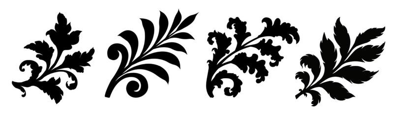 Silhouette of decorative acanthus leaf – vector illustration