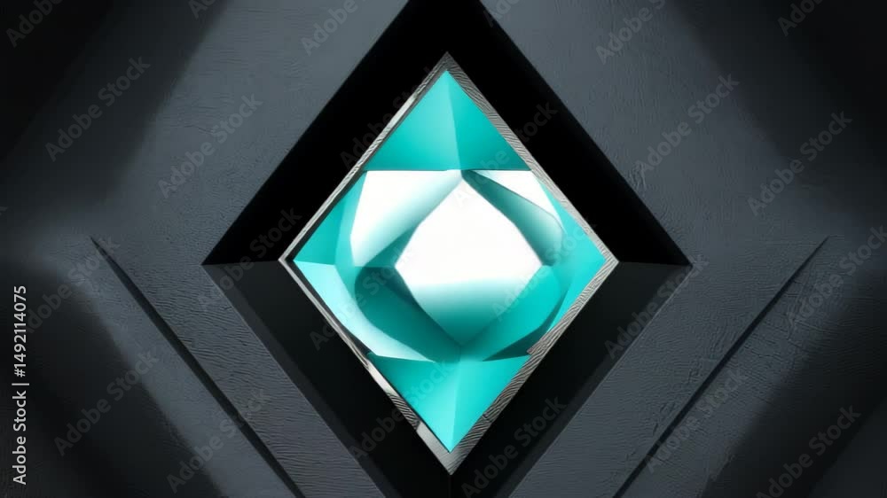 Poster luminous teal geometric design with rich textured navy-black background and dynamic patterns