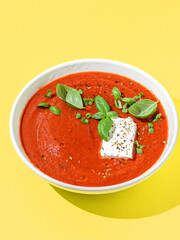 tomato soup with feta and basil
