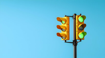 Pixel Art Traffic Light Against Clear Blue Sky