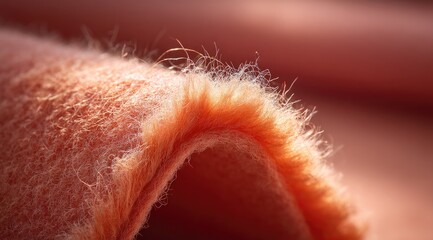 Obraz premium Soft, peachy-coral fabric with a fuzzy, textured edge