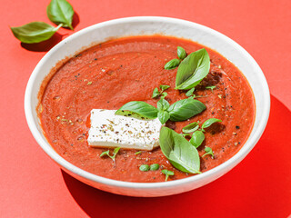 tomato soup with feta and basil