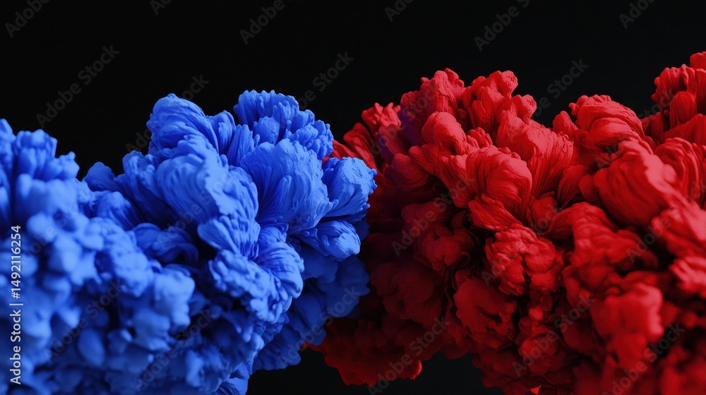 Poster abstract ink blobs red blue