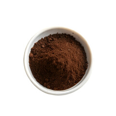 Coffee powder in white bowl isolated on transparent background