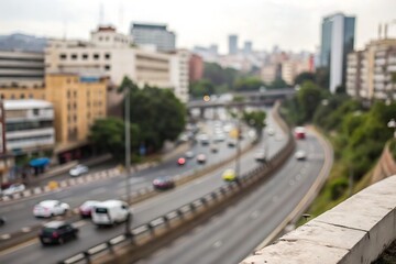 Blurred city highway scene with traffic flow