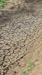 Land dried up and cracked due to drought and shortage of rain