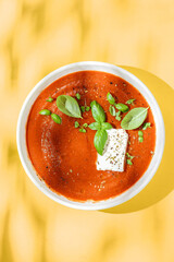 tomato soup with feta and basil