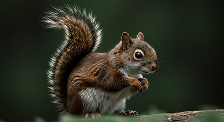 Obraz premium Squirrel Eating on a Branch in Natural Light
