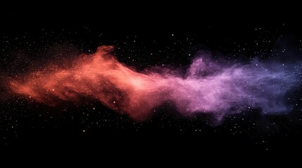 Dynamic red and purple powder cloud on black background
