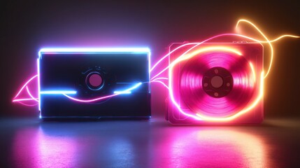 Neon Retro Audio Tapes