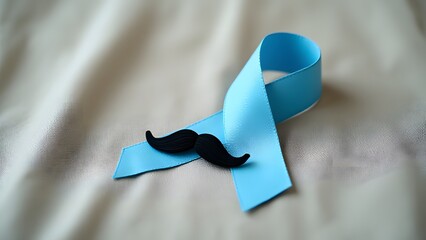 Blue Ribbon with Mustache Prostate Cancer Awareness