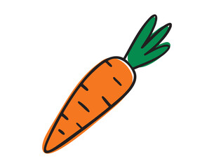 carrot icon doodle hand drawn. colorful cartoon carrot line drawing clipart symbol