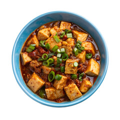 Fototapeta premium Ma-po-tofu in blue bowl isolated on transparent background