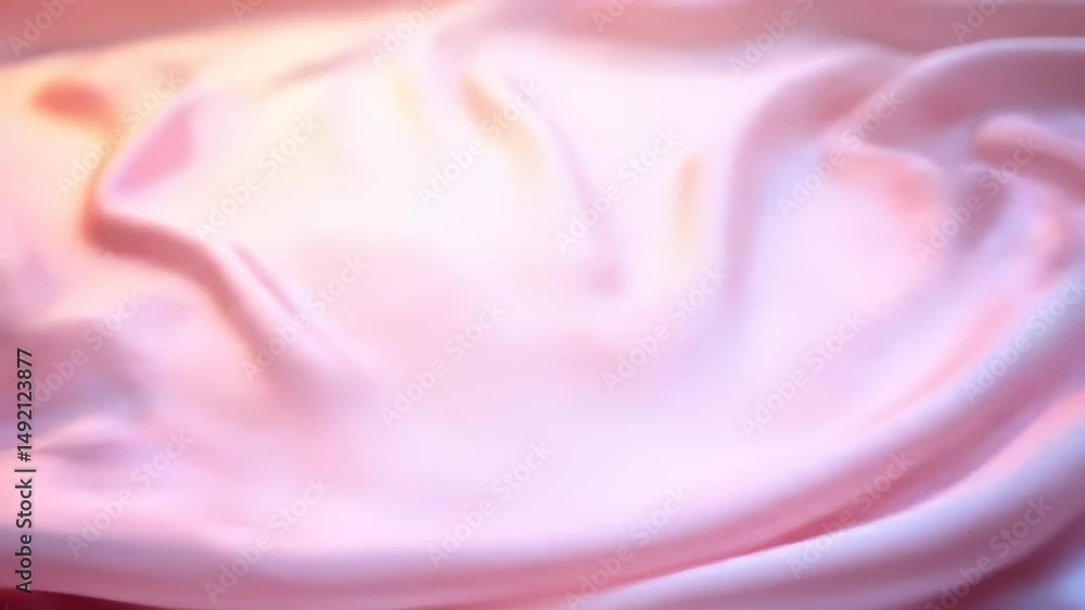 Poster soft pink satin fabric with smooth flowing texture and gentle light creating delicate elegant folds 