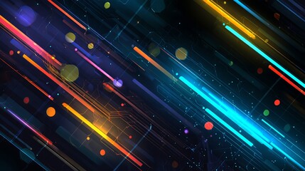 Fototapeta premium High-resolution abstract digital technology background featuring interconnected glowing circuit pathways, dynamic data streams and futuristic hi-tech mesh grid for advanced innovation