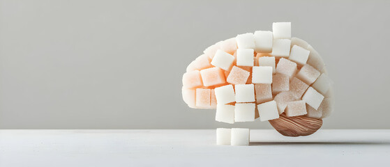 Sugar Cubes Shaped As Brain On Light Table