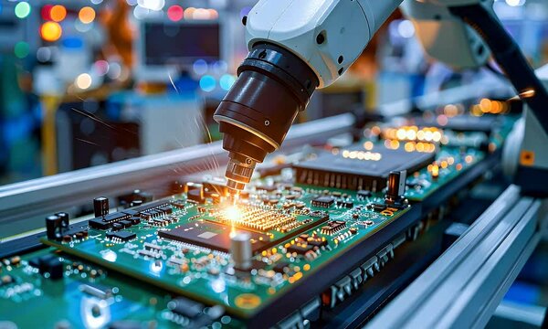 Robot Arm Assembles Circuit Board Precisely