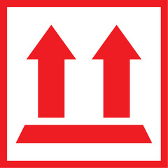 this side up label on cardboard box indicating correct orientation for safe handling and shipping

