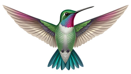 Obraz premium A hummingbird with outstretched wings on a black background